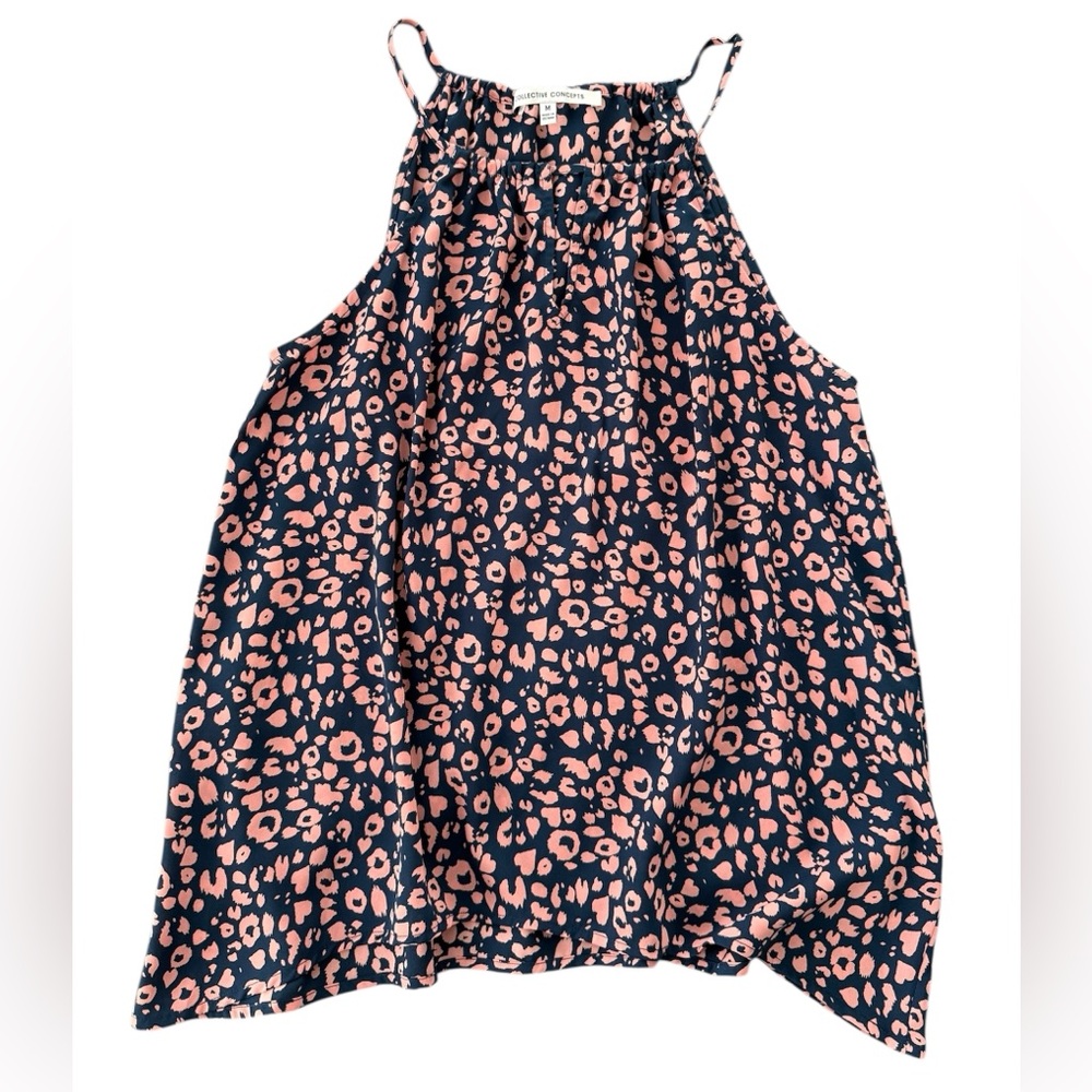 Collective Concepts Pink and Navy  Animal Print Camisole